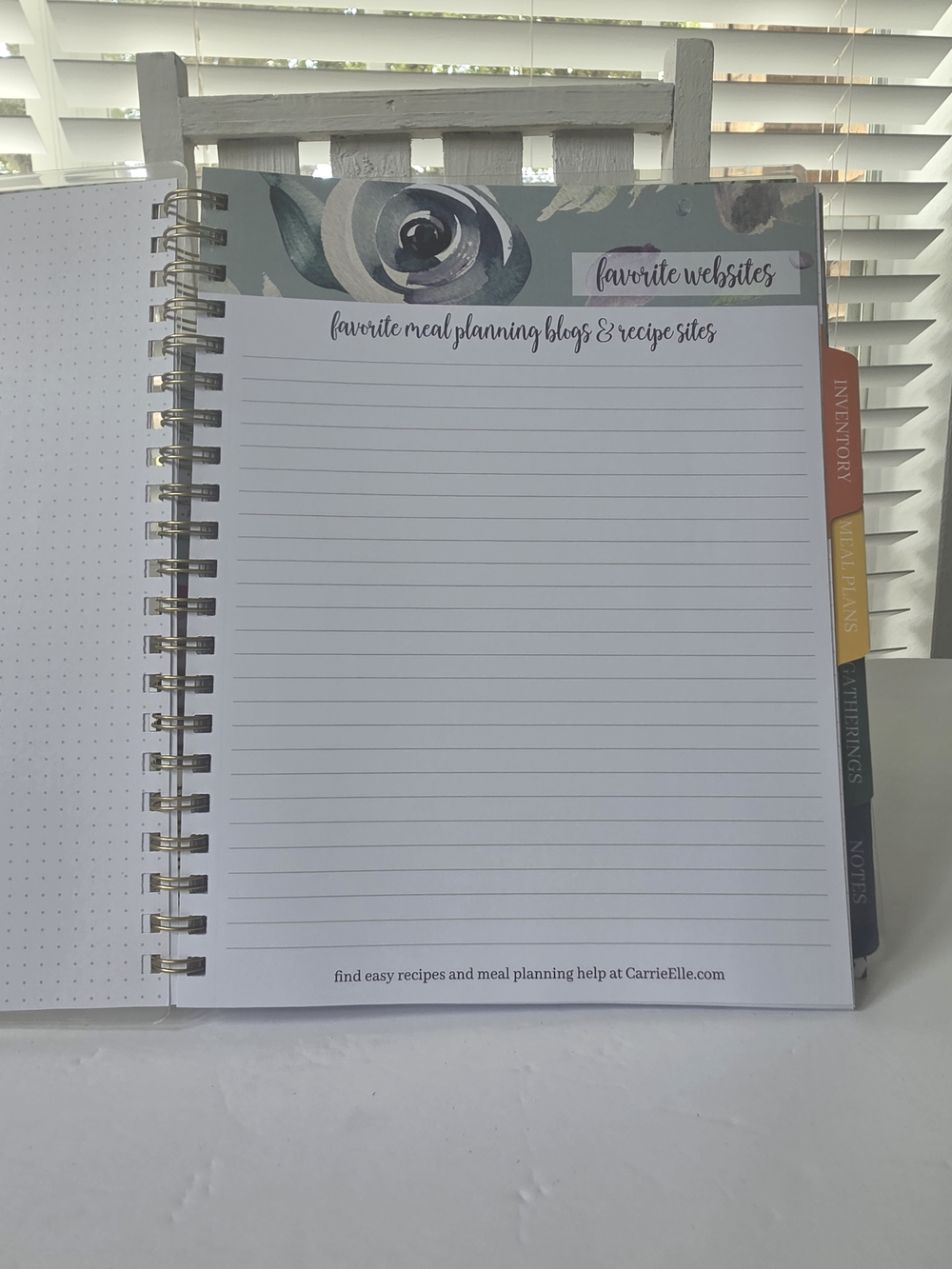 Meal Planner Notebook by Carrie Elle  - Floral Pink & Green - Picture 6 of 16